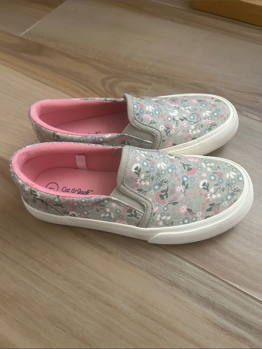 Cat & Jack Pink Floral Slip-On Canvas Sneakers